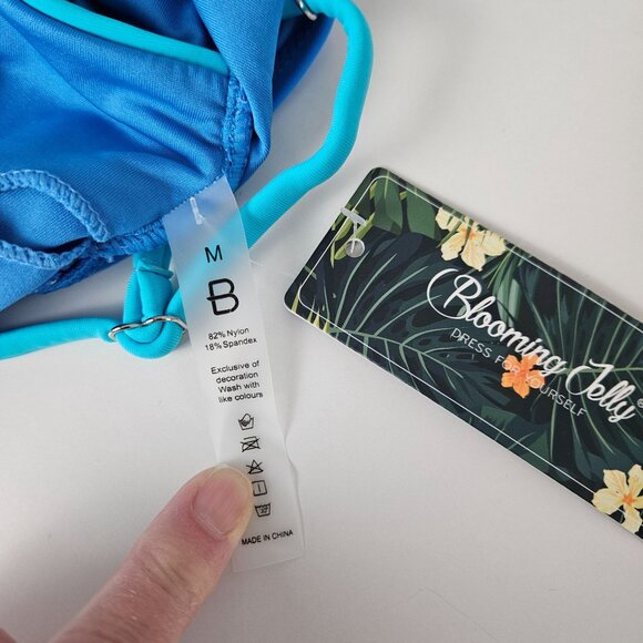 Blooming Jelly Womens One-Piece Swimsuit Blue Cross Cutout Design Size M Beach - Picture 11 of 11